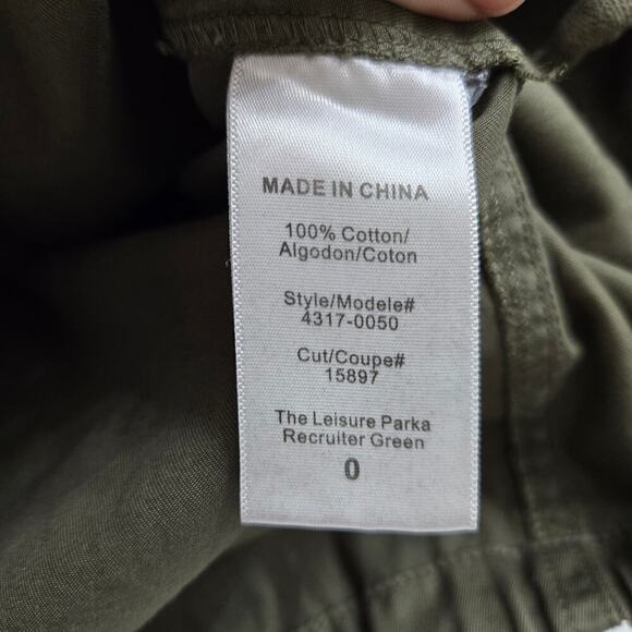 Current/Elliott Revolve Twill Leisure Parka Recruiter Green XS 0 Utility Jacket - Picture 10 of 12